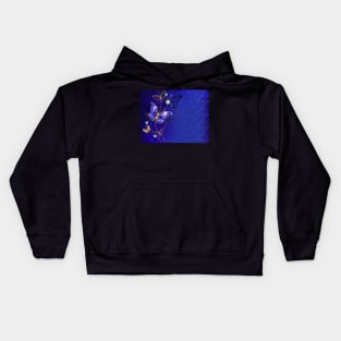 Blue Background with Sapphire Butterflies Kids Hoodie